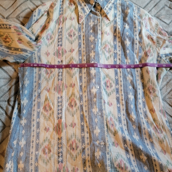 Vintage Queen Casuals Pastel Southewest Print Long Sleeve Button Down Size 18 - Picture 5 of 8